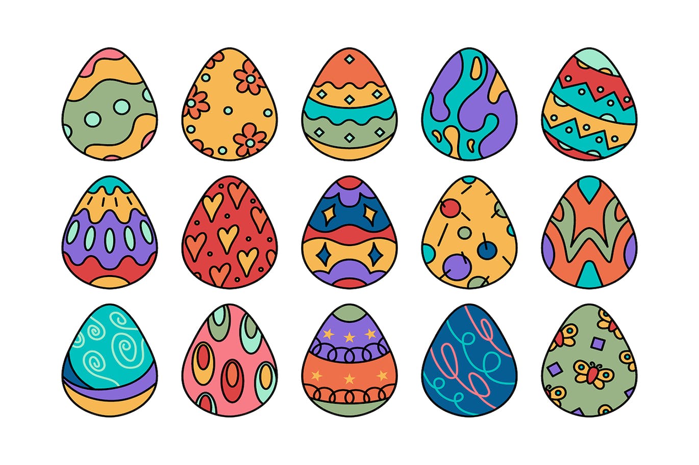 鸡蛋装饰插画集 Eggs Decoration Illustration Set APP UI 第2张