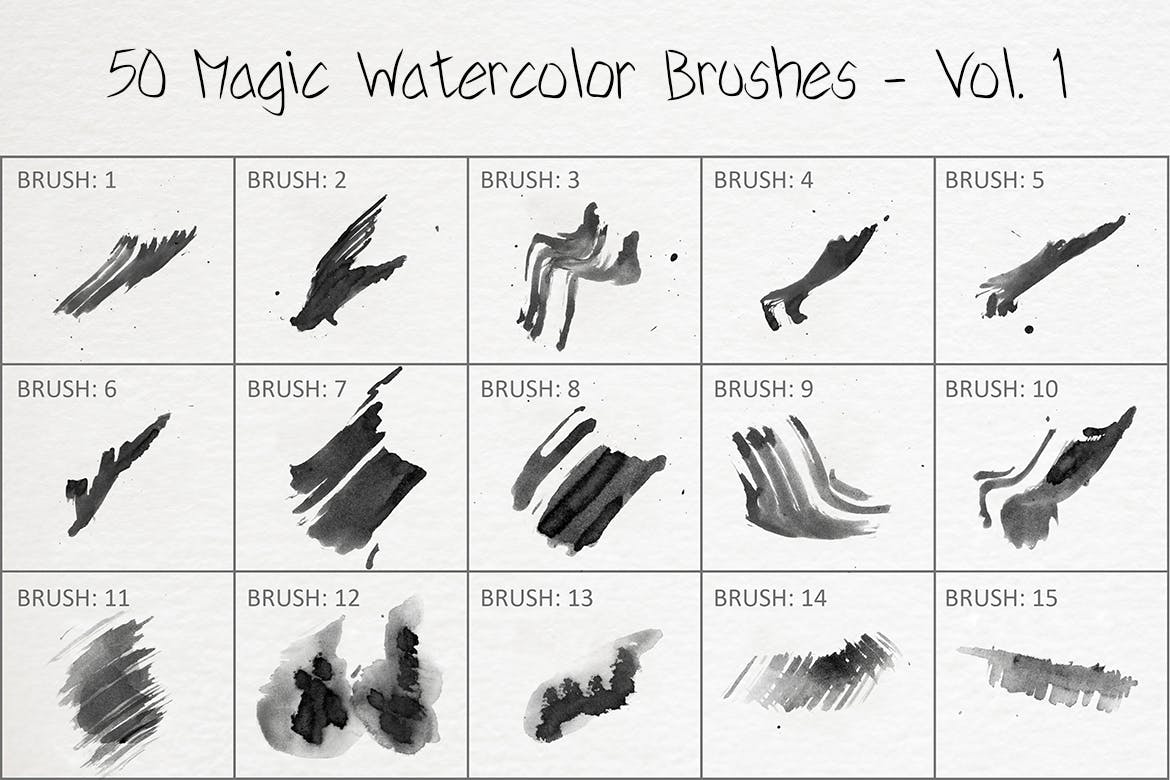 50个魔法水彩ps笔刷v1 50 Magic Watercolor Brushes – Vol. 1 笔刷资源 第3张