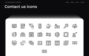 25枚联系我们主题简约线条矢量图标 Contact us icons