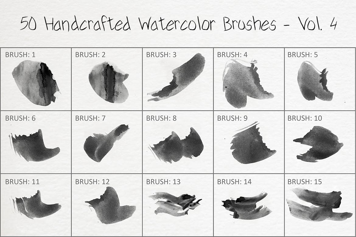 50个手工制作的绘画水彩ps笔刷v4 50 Handcrafted Watercolor Brushes – Vol. 4 笔刷资源 第3张
