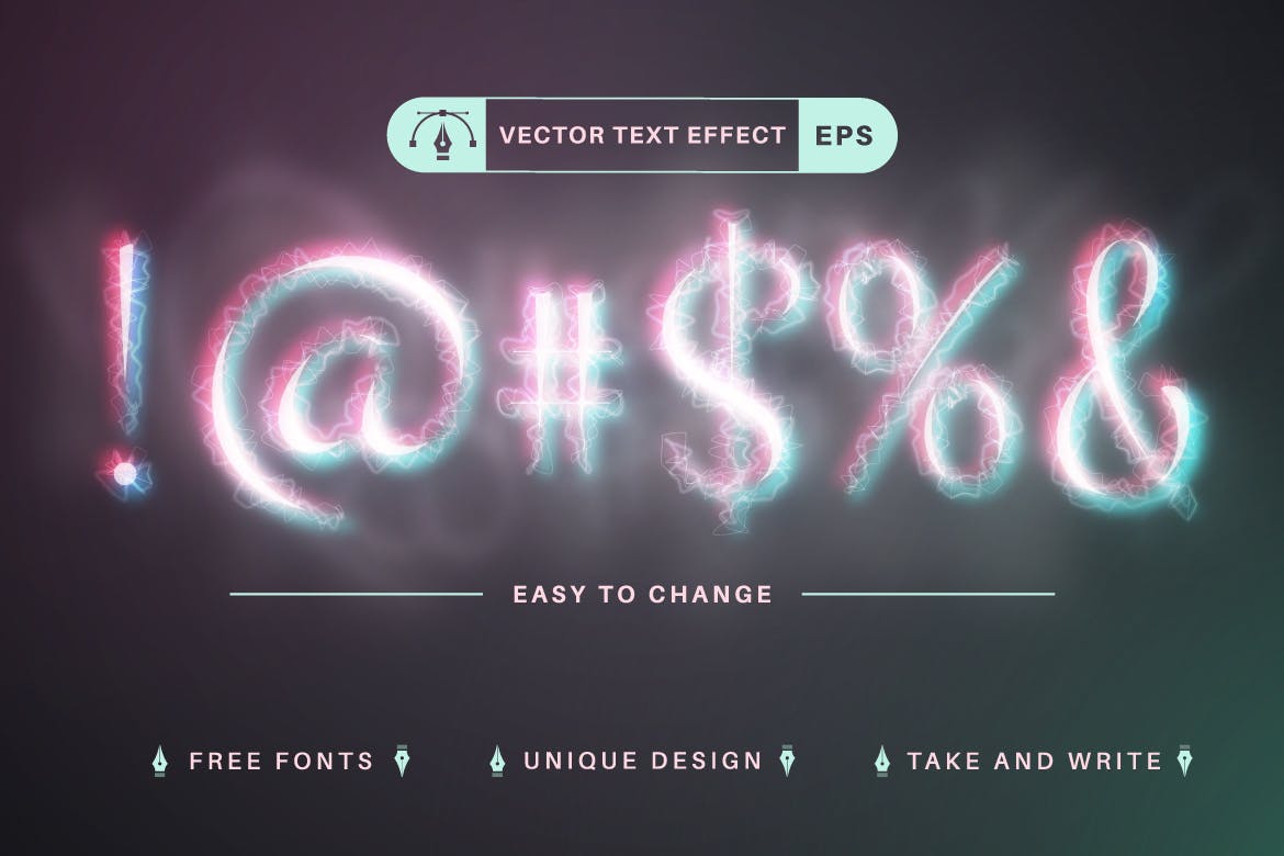 灵魂抽象发光矢量文字效果字体样式 Spirit – Editable Text Effect, Font Style APP UI 第4张