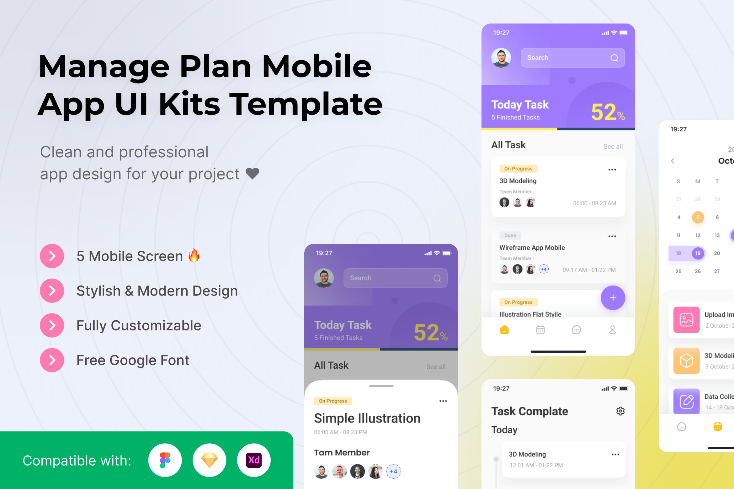 管理规划App移动应用UI套件模板 Manage Plan Mobile App UI Kits Template APP UI 第1张