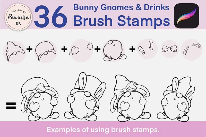 36个兔子卡通和饮料线描画Procreate笔刷 APP UI 第3张