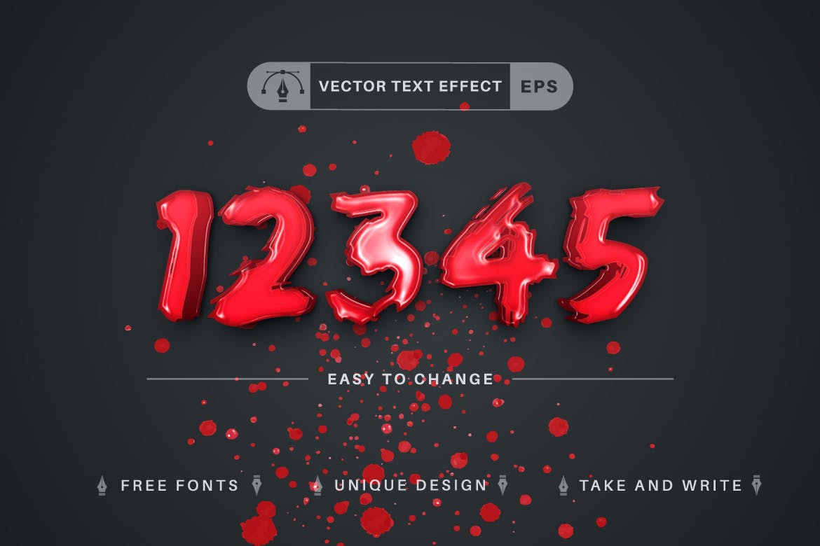 红色血腥矢量文字效果字体样式 Blood Slasher – Editable Text Effect, Font Style 插件预设 第4张