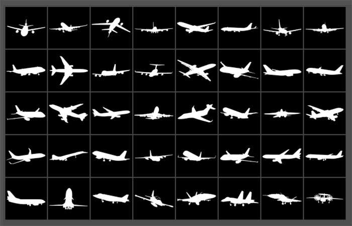 40个飞机剪影PS形状，csh格式 设计素材 第1张