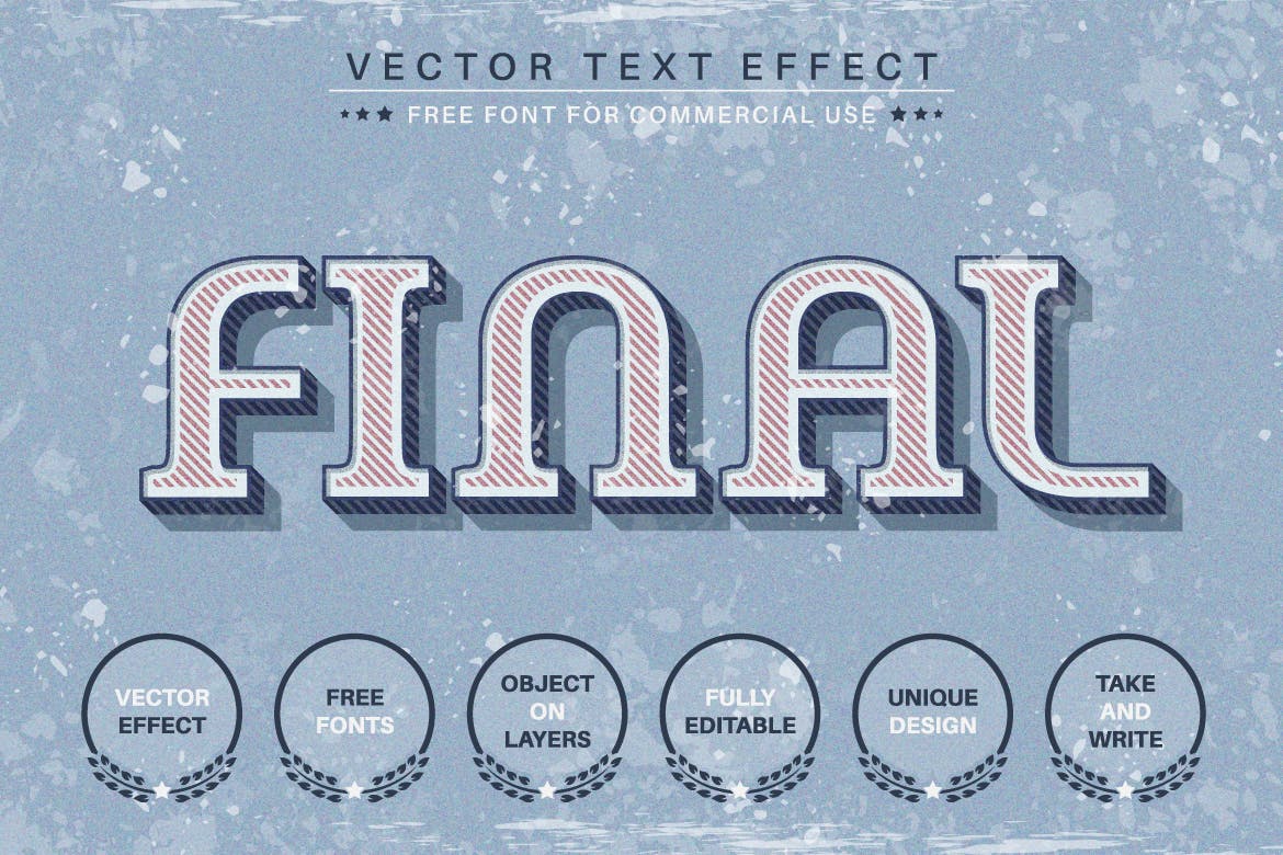 经典复古矢量文字效果字体样式 Classic Retro – Editable Text Effect, Font Style 插件预设 第4张