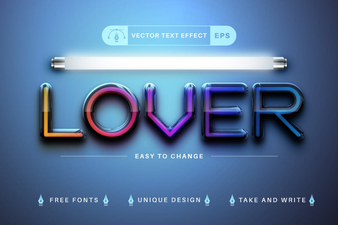 10种渐变彩虹矢量文字效果字体样式 Set 10 Rainbow Editable Text Effects, Font Styles 插件预设 第2张
