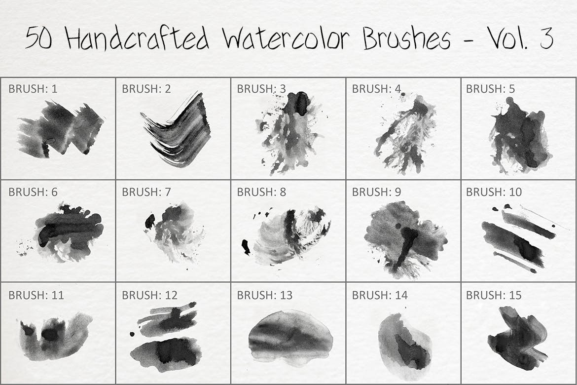 50个手工制作的绘画水彩ps笔刷v3 50 Handcrafted Watercolor Brushes – Vol. 3 笔刷资源 第3张