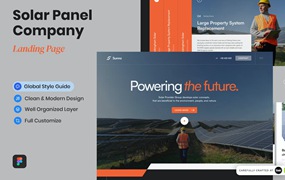 太阳能电池板供应商公司网站着陆页UI设计模板 Sunno – Solar Panel Provider Company Landing Page
