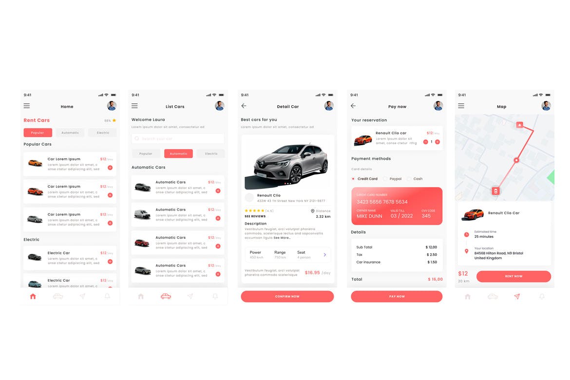 租车商店App应用程序界面设计UI套件模板 Rent Car, Rental Vehicle & Automobile Store App UI APP UI 第2张