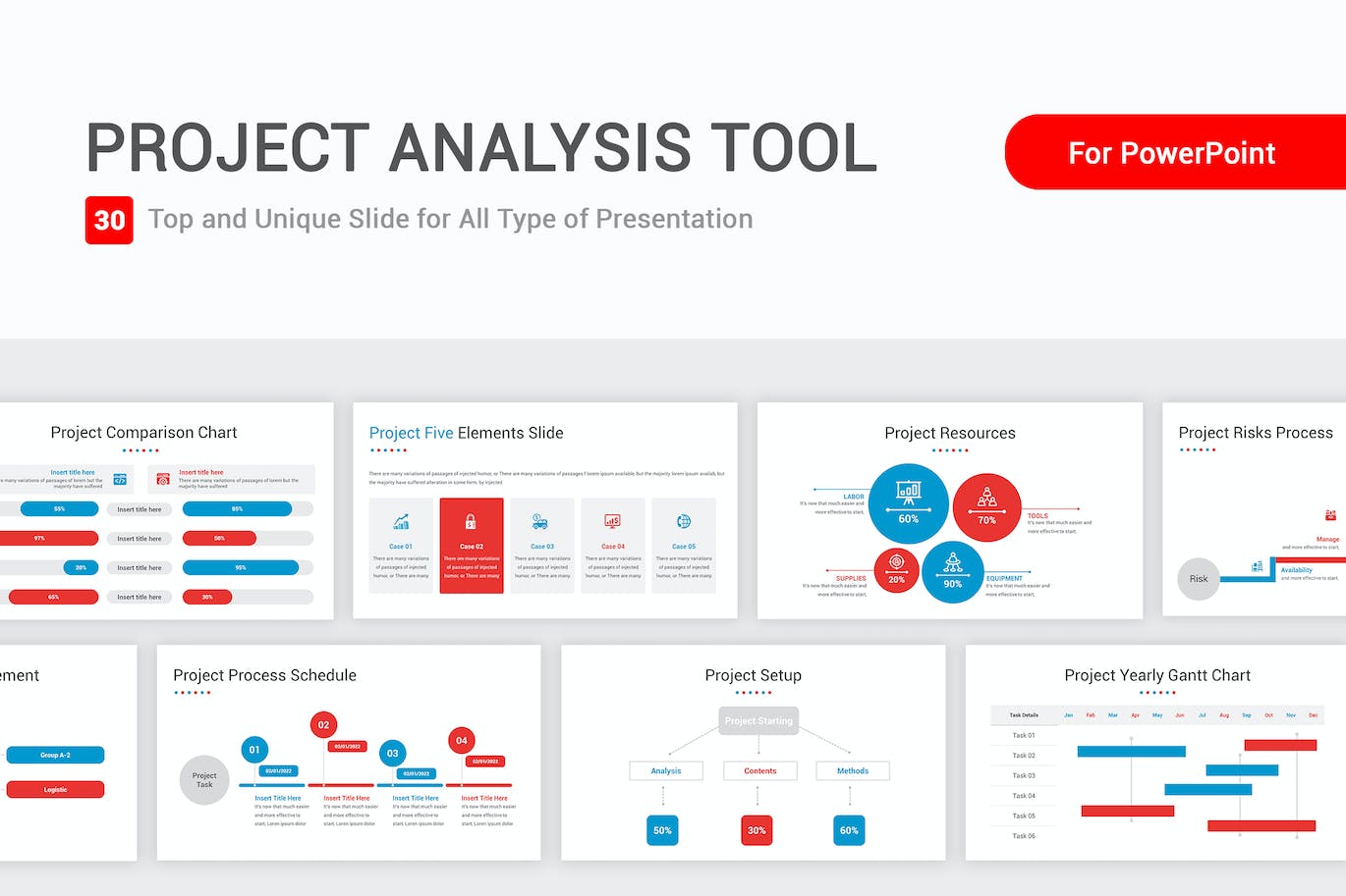 项目分析工具PPT设计模板 Project Analysis Tool Template PowerPoint Template 幻灯图表 第1张