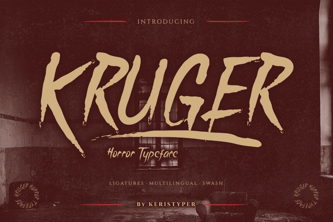 恐怖风格字体素材 Kruger Font 设计素材 第1张