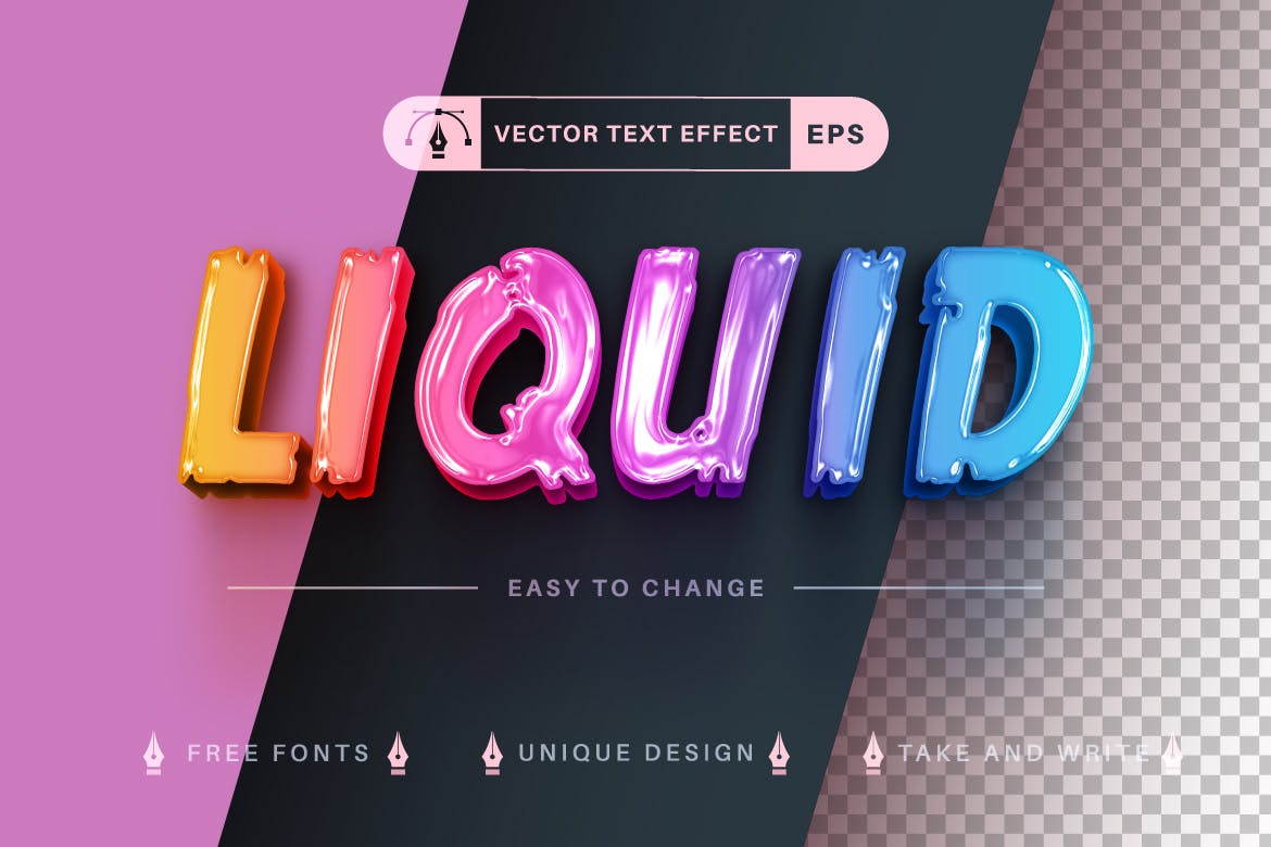 彩色液体矢量文字效果字体样式 Unicorn Slime – Editable Text Effect, Font Style 插件预设 第1张