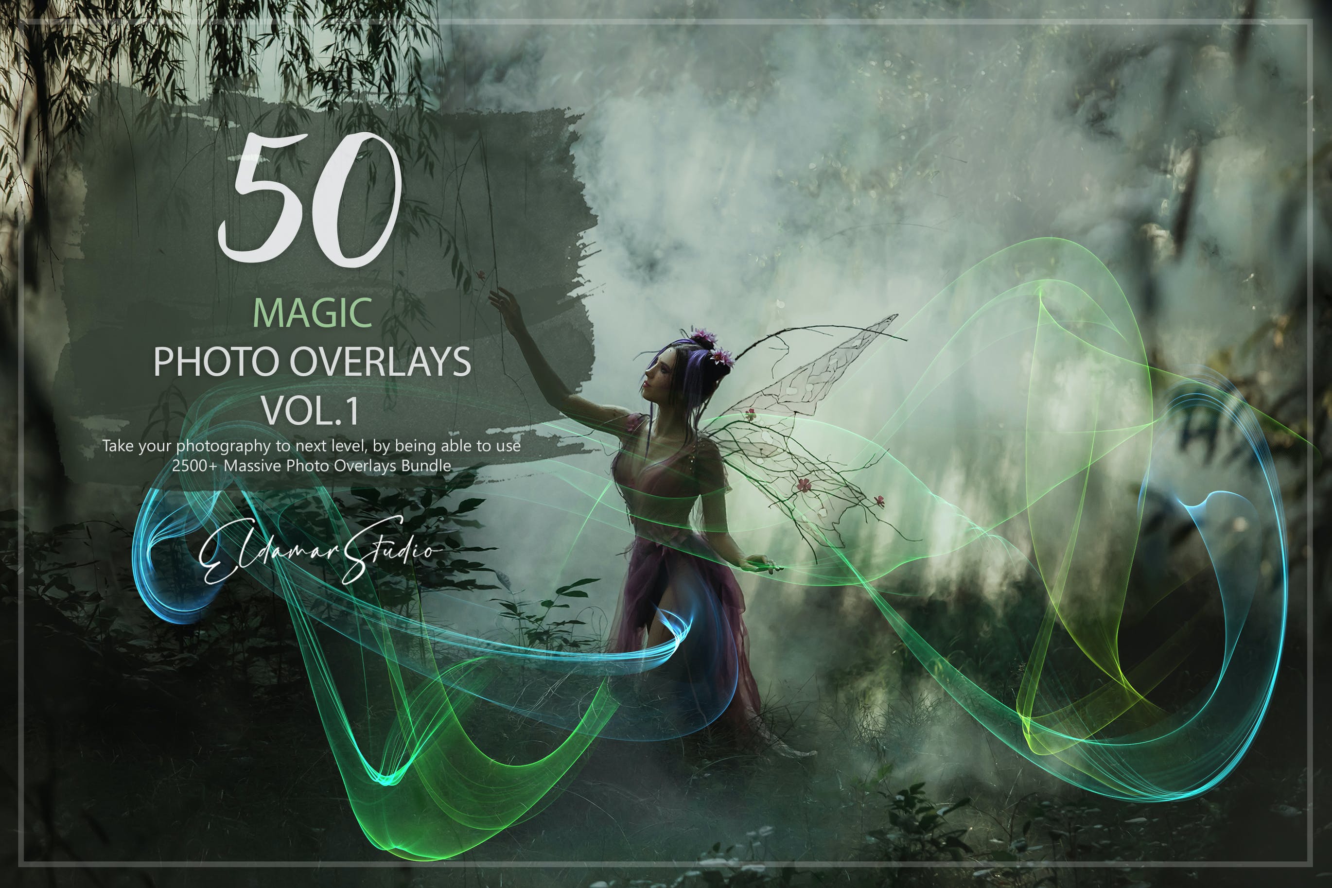 50个魔法彩色波浪线条照片叠层背景素材v1 50 Magic Photo Overlays – Vol. 1 图片素材 第1张