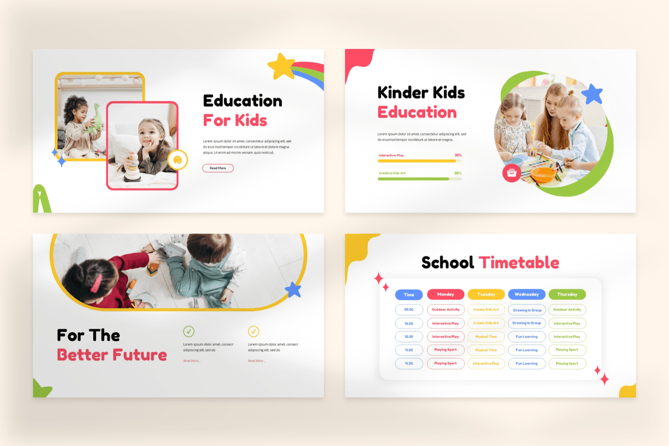 幼儿园和学前班PPT模板 Kinder Kids – Kindergarten & Preschool Powerpoint 幻灯图表 第5张