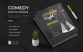 喜剧之夜派对传单设计模板 Comedy Night – Poster