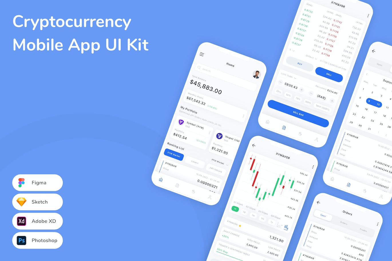 金融加密货币移动应用UI设计套件 Cryptocurrency Mobile App UI Kit APP UI 第1张