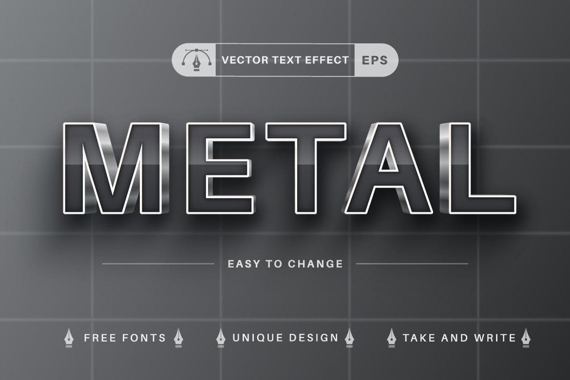 10种金属矢量文字效果字体样式 Set 10 Metal Editable Text Effects, Font Styles 插件预设 第10张