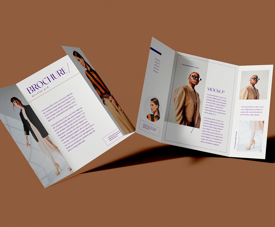 折页时尚杂志宣传册设计样机psd模板v8 Brochure Mockup 样机素材 第2张