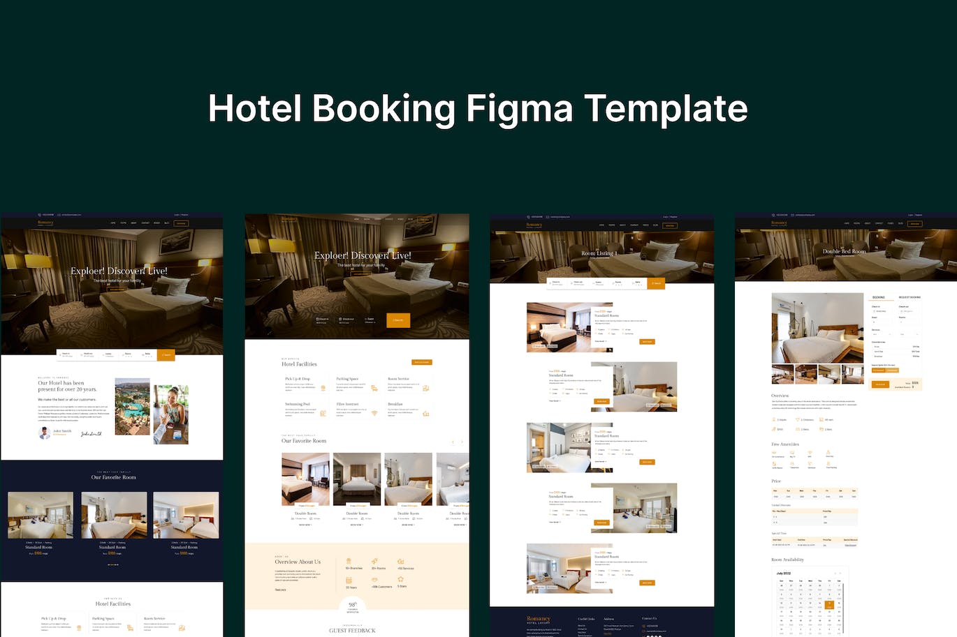 酒店预订网站布局UI设计fig模板 Hotel Booking Figma Template APP UI 第1张