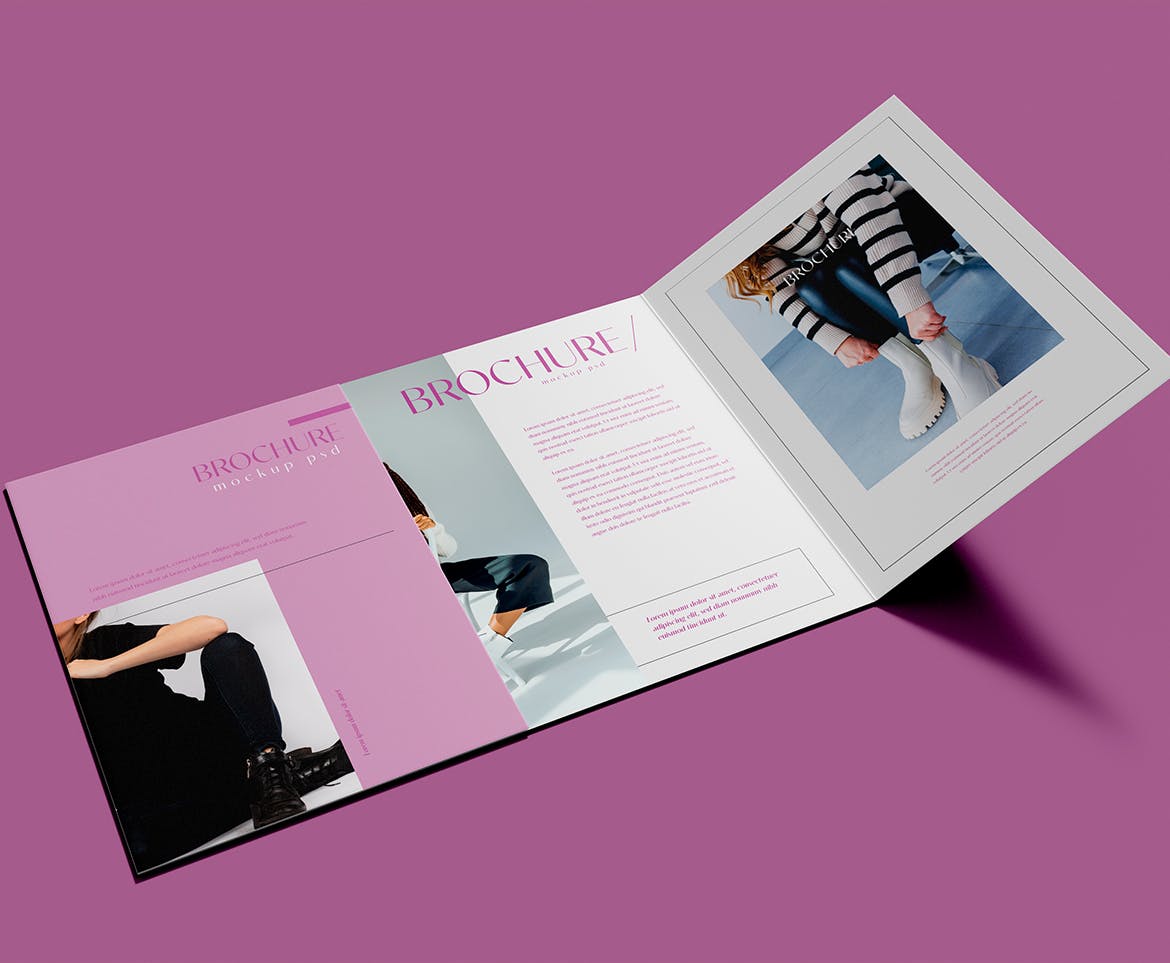 折页时尚杂志宣传册设计样机psd模板v7 Brochure Mockup 样机素材 第2张