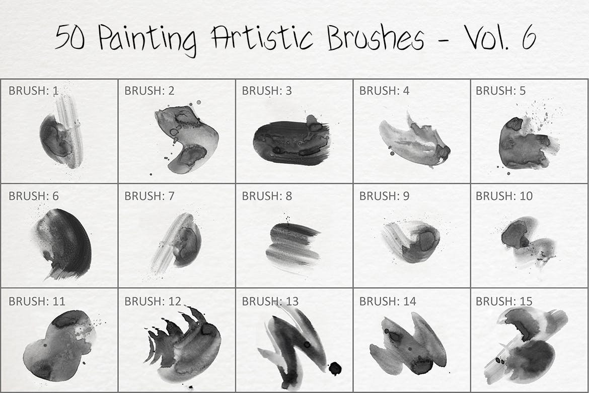 50个水彩艺术绘画笔刷素材v6 50 Painting Artistic Brushes – Vol. 6 笔刷资源 第3张
