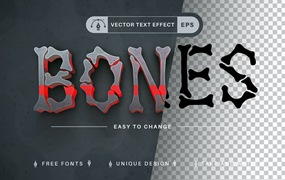 红骨头矢量文字效果字体样式 Red Bones – Editable Text Effect, Font Style
