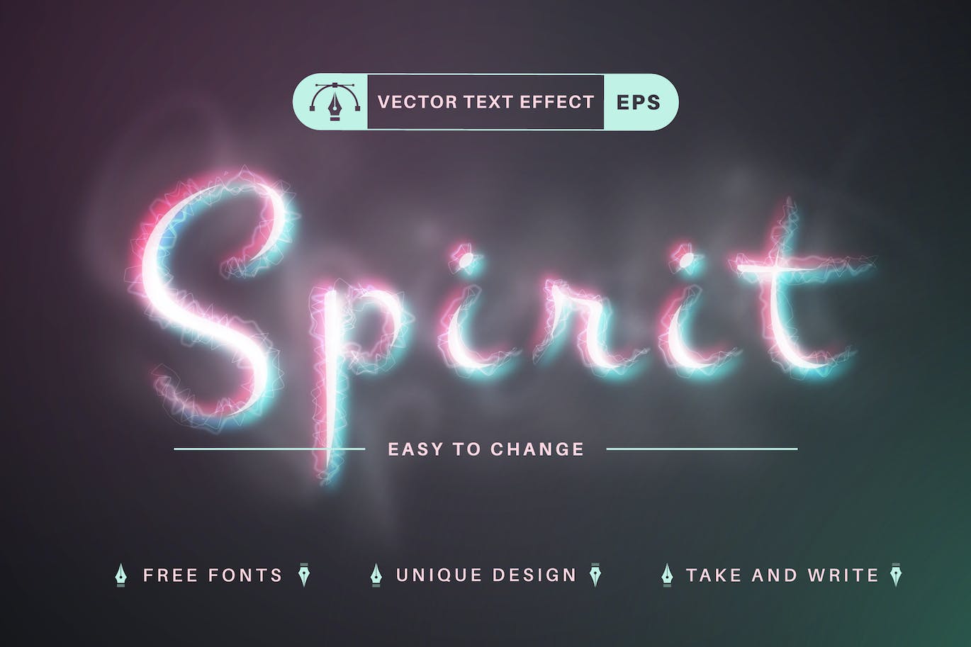 灵魂抽象发光矢量文字效果字体样式 Spirit – Editable Text Effect, Font Style APP UI 第1张