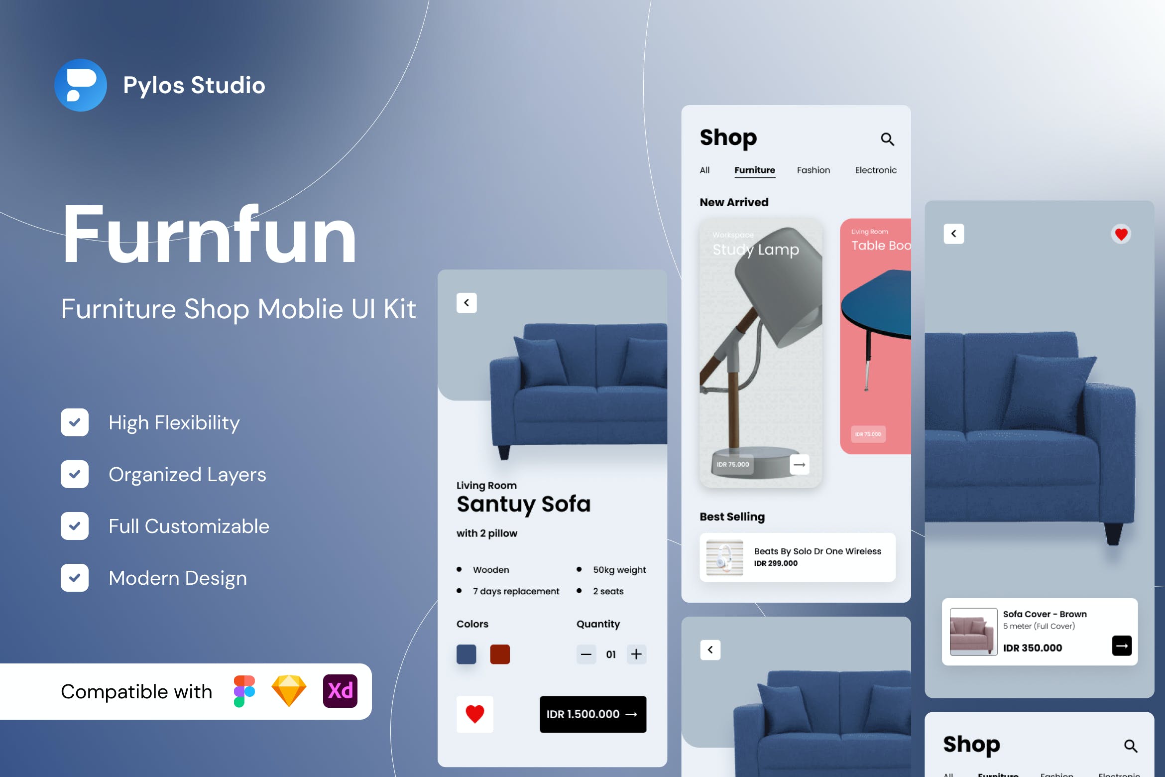 家具电商App应用程序界面设计UI套件 Furnfun – Furniture Shop Mobile App UI Kits APP UI 第1张