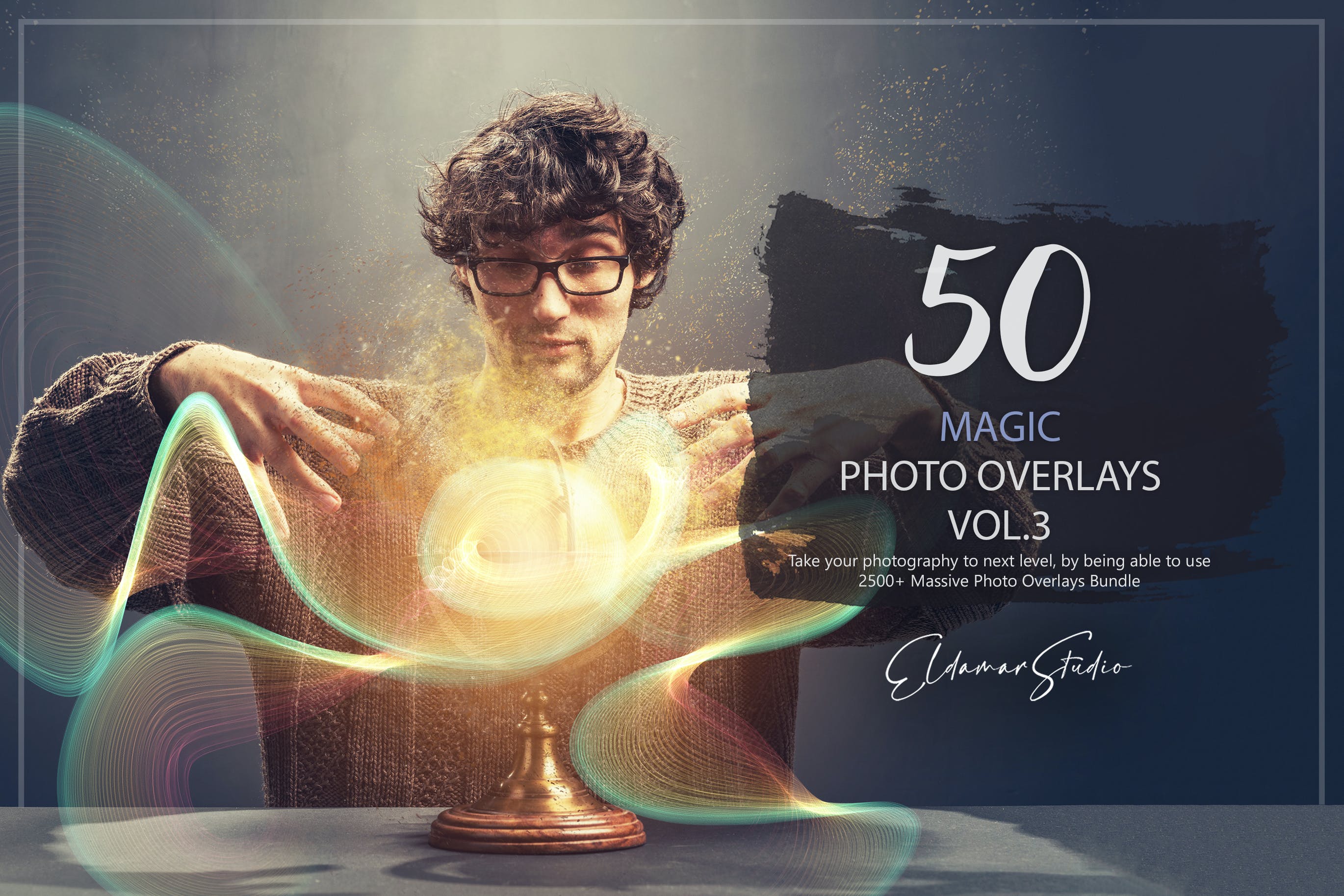 50个魔法彩色波浪线条照片叠层背景素材v3 50 Magic Photo Overlays – Vol. 3 图片素材 第1张