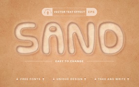 沙滩矢量文字效果字体样式 Sand Beach – Editable Text Effect, Font Style