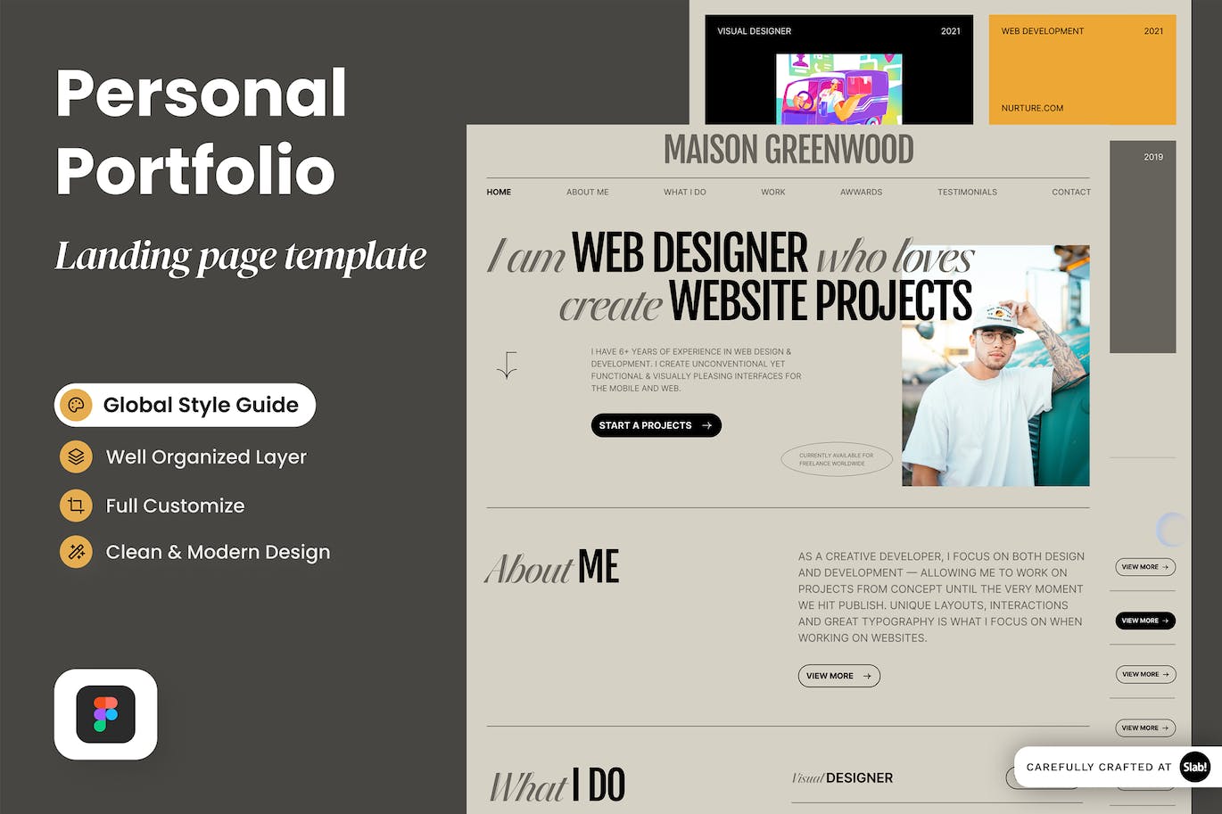 个人作品集网站着陆页设计模板 Maison Greenwood – Personal Portfolio Landing Page APP UI 第1张