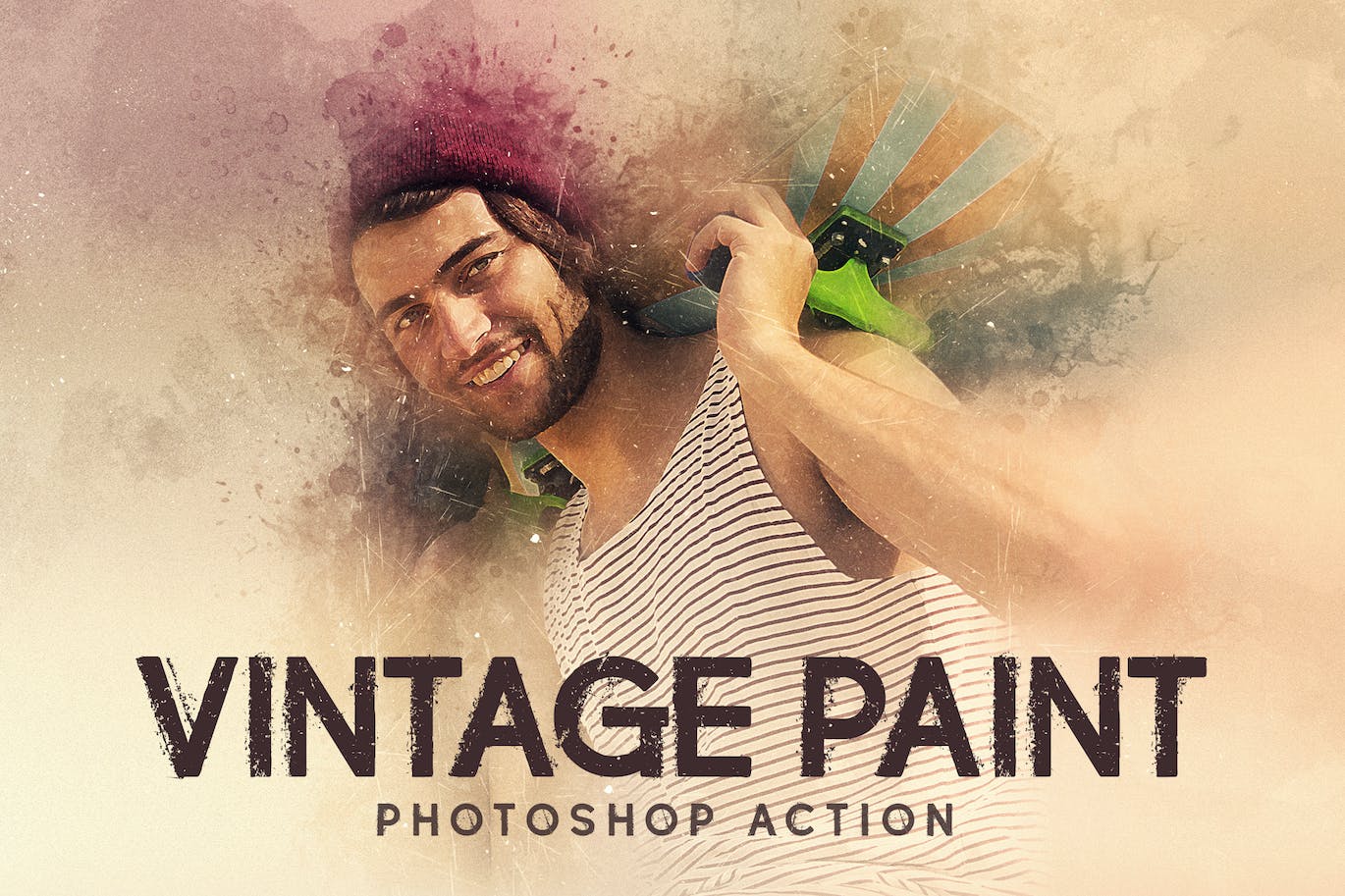 复古油漆涂料照片处理效果PS动作模板 Vintage Paint – Photoshop Action 插件预设 第1张