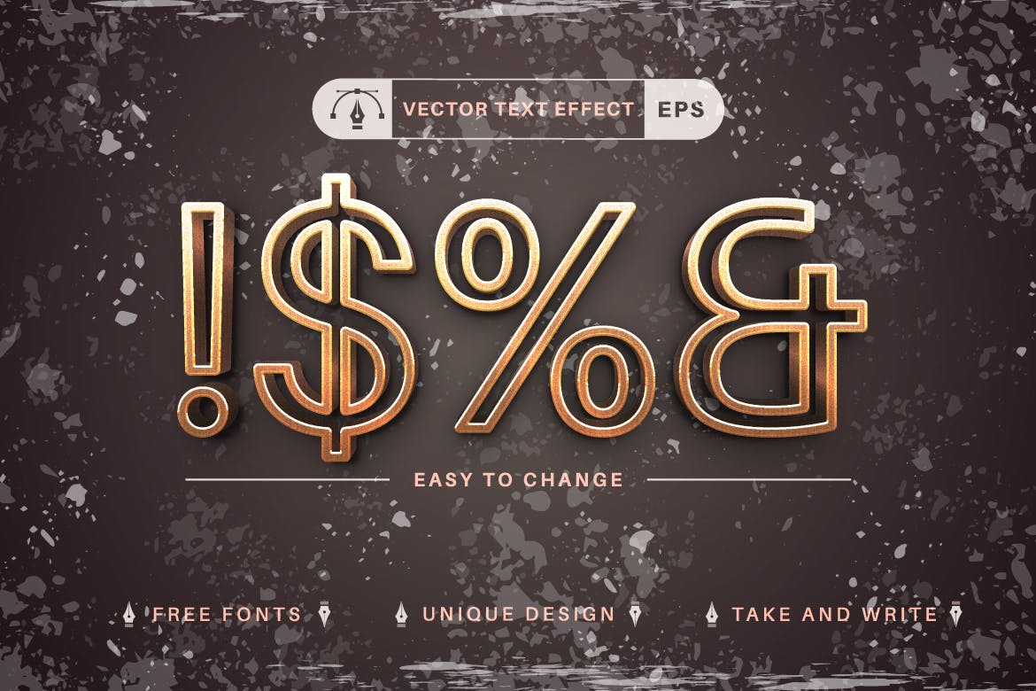 锈金属矢量文字效果字体样式 Rust – Editable Text Effect, Font Style 插件预设 第3张