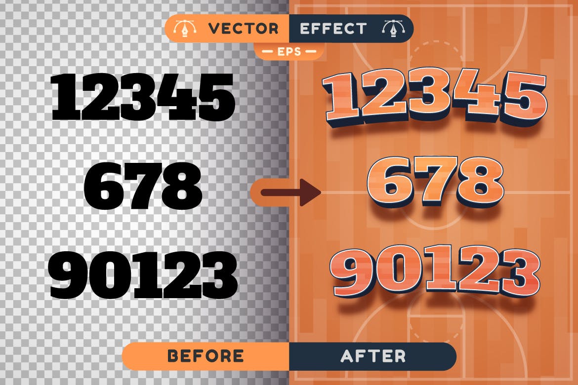 篮球矢量文字效果字体样式 Basketball – Editable Text Effect, Font Style 插件预设 第3张