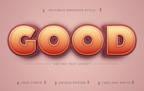 阴影3D矢量文字效果字体样式 Good 3D – Editable Text Effect, Font Style