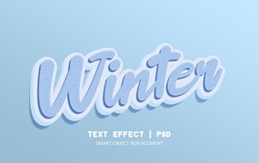 逼真的冬季粗体文本效果 Winter realistic strong bold text effect