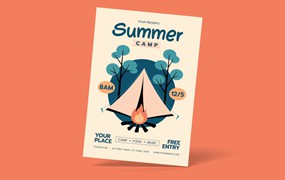 暑假露营旅行活动海报传单设计模板 Summer Camp Flyer
