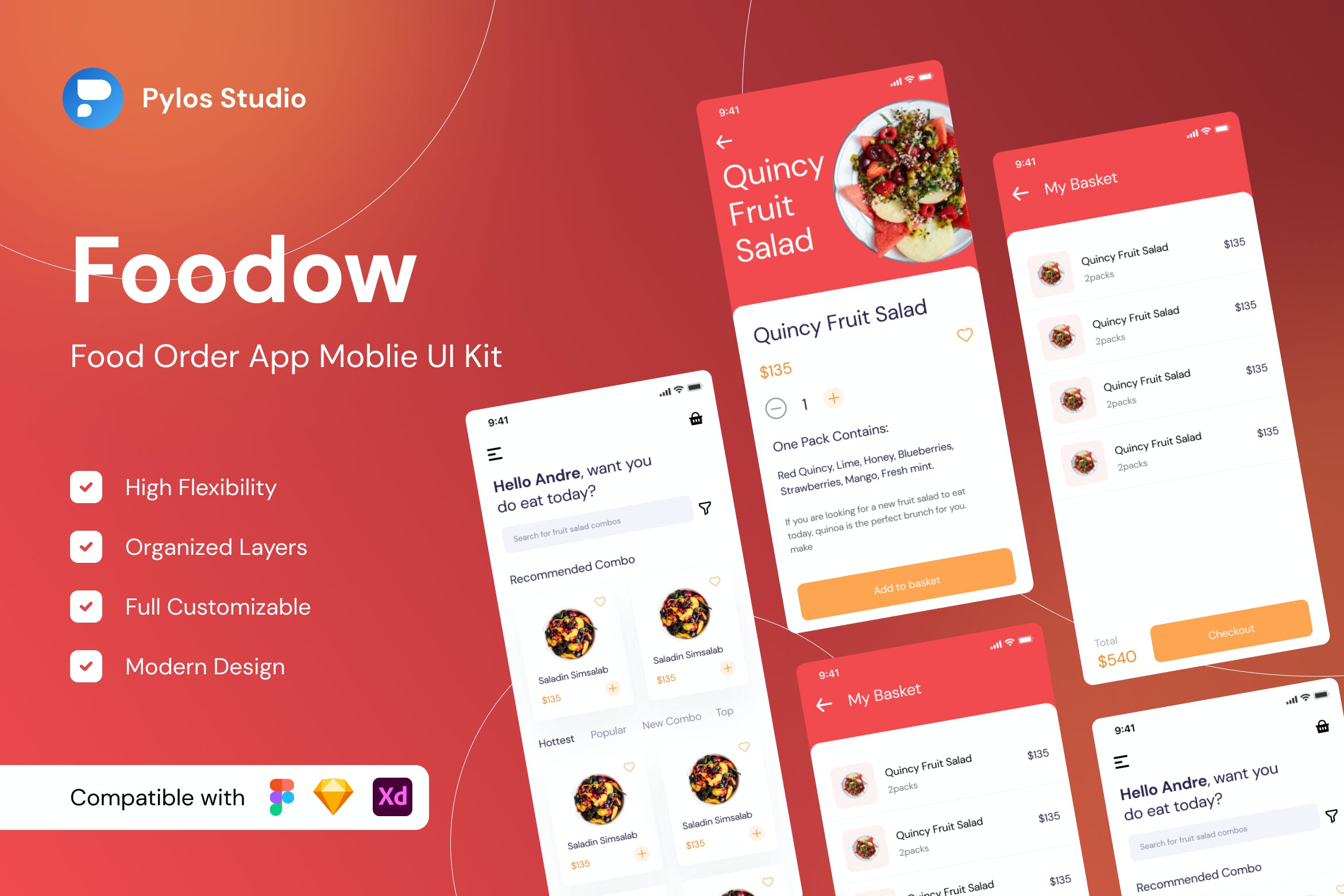 食品订单App应用程序界面设计UI套件 Foodow – Food Order Mobile App UI Kits APP UI 第1张