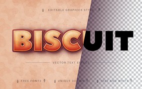 饼干色复古矢量文字效果字体样式 Biscuit – Editable Text Effect, Font Style