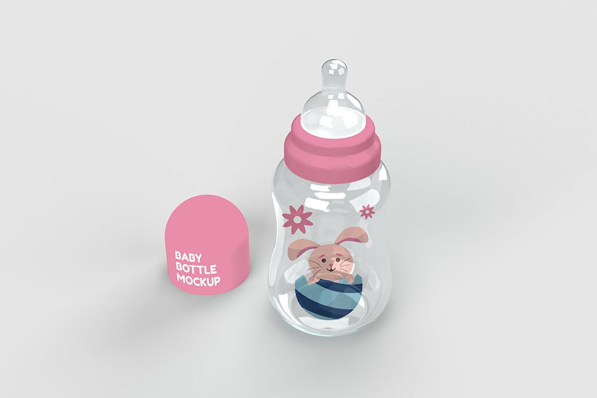 婴儿奶瓶图案Logo设计样机图 Baby Bottle Mockup 样机素材 第2张