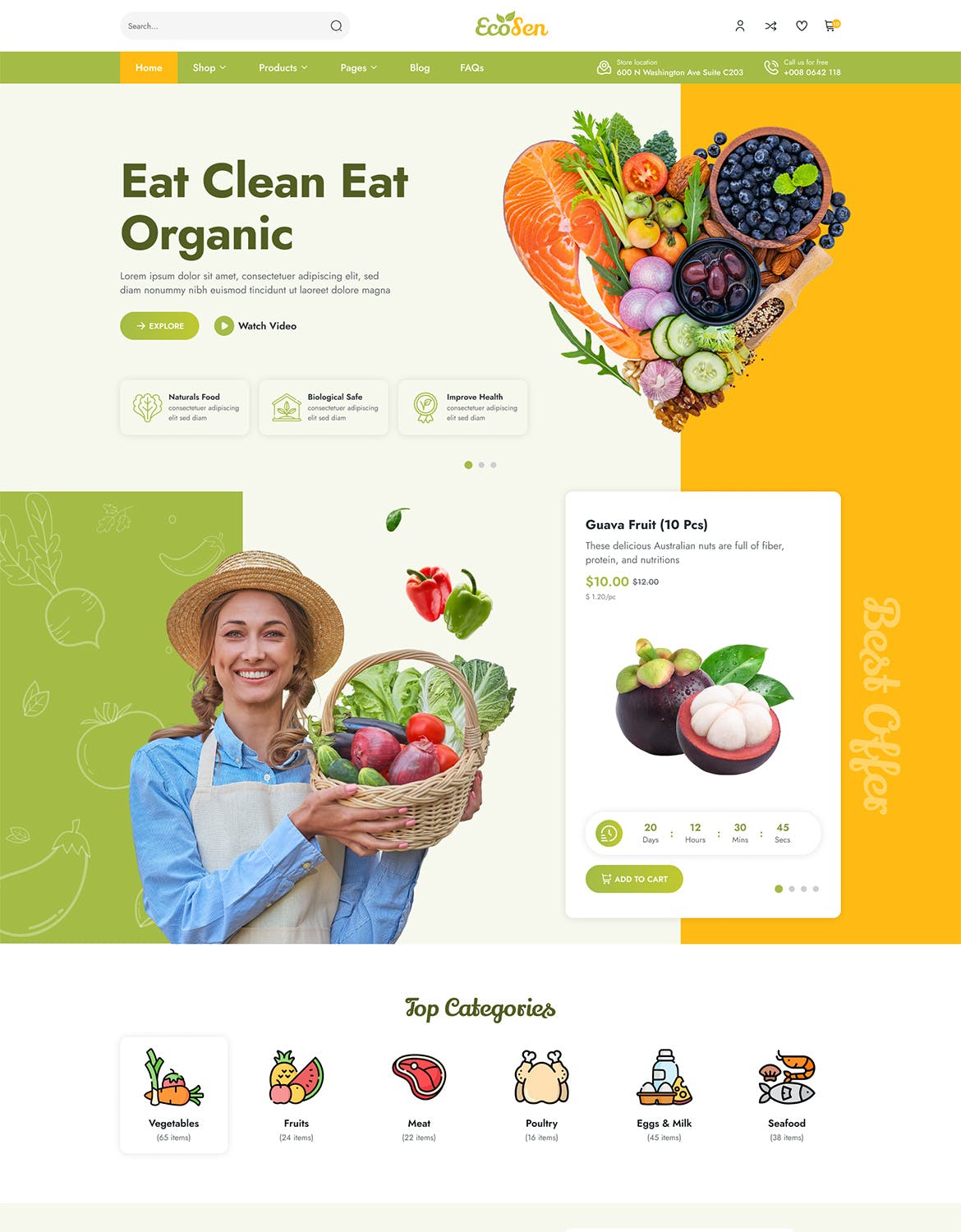 有机商店电子商务网站布局UI设计fig模板 EcoSen – Organic Store eCommerce Figma Template APP UI 第3张