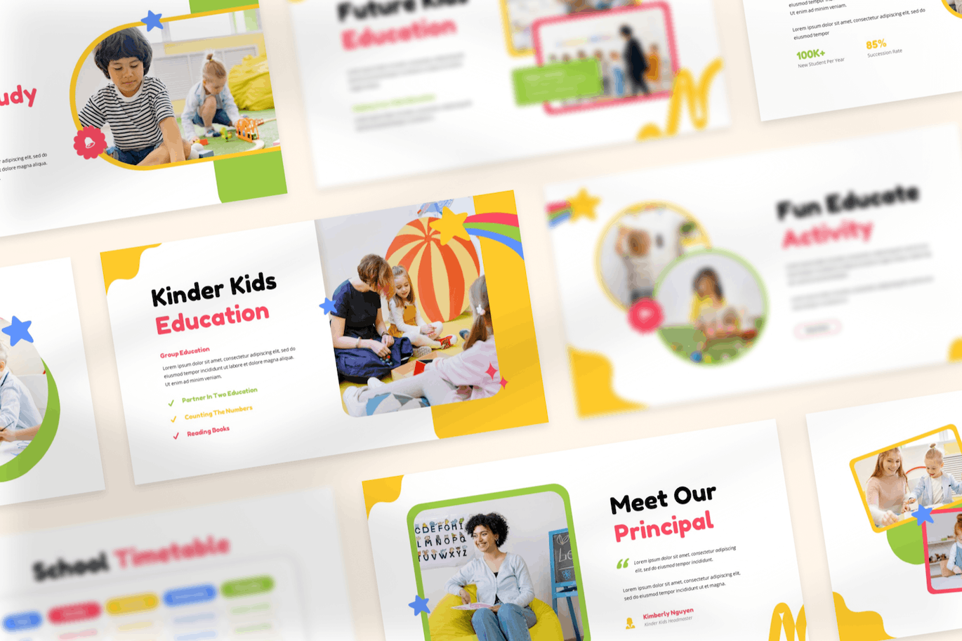 幼儿园和学前班PPT模板 Kinder Kids – Kindergarten & Preschool Powerpoint 幻灯图表 第8张