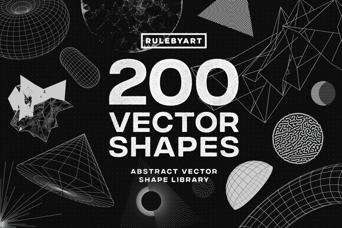 200+高质量抽象现代几何矢量形状外观 200 Vector Shapes 图片素材 第1张