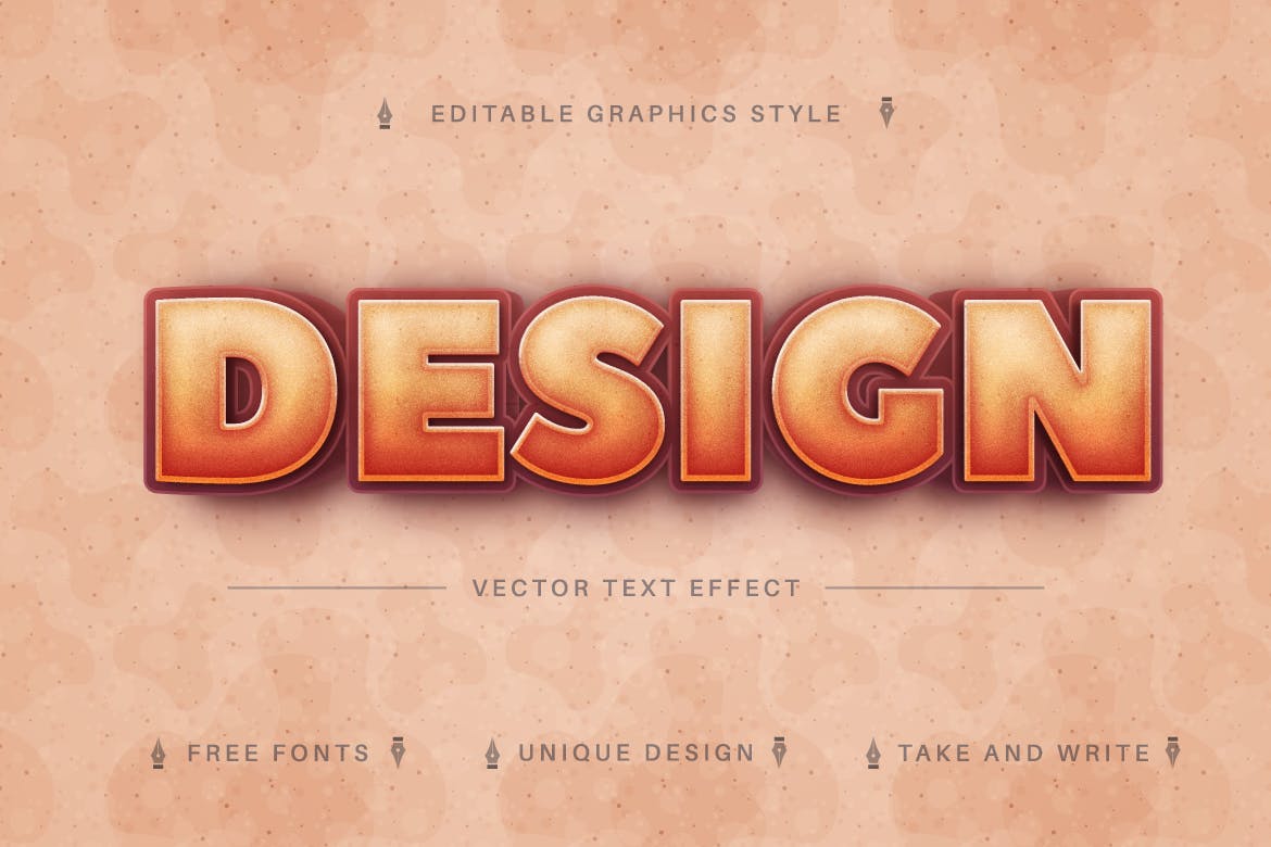 饼干色复古矢量文字效果字体样式 Biscuit – Editable Text Effect, Font Style 插件预设 第2张