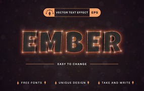 火苗余烬矢量文字效果字体样式 Ember – Editable Text Effect, Font Style