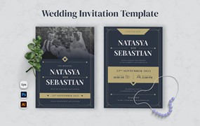 简单优雅婚礼邀请函设计模板 Simple Elegant Wedding Invitation