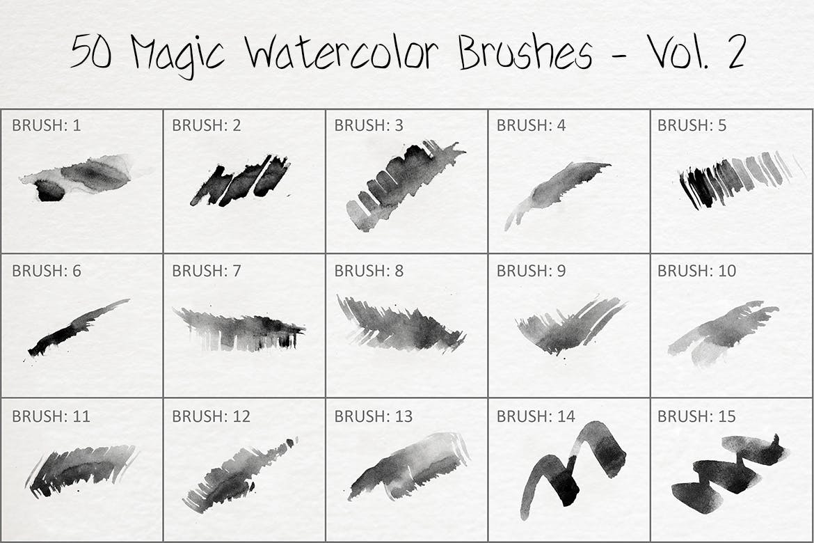 50个魔法水彩ps笔刷v2 50 Magic Watercolor Brushes – Vol. 2 笔刷资源 第3张