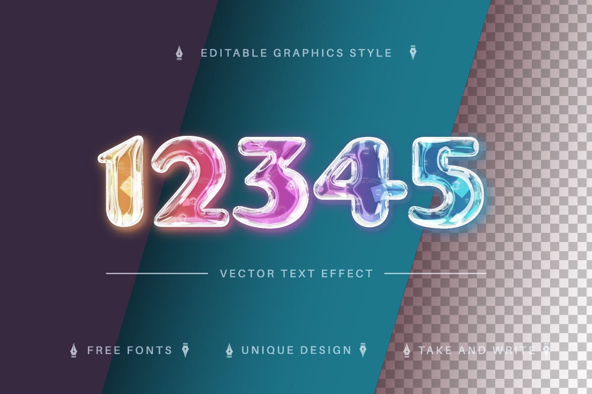 彩色玻璃矢量文字效果字体样式 Color Glass – Editable Text Effect, Font Style 插件预设 第4张