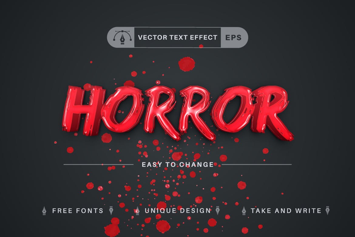 红色血腥矢量文字效果字体样式 Blood Slasher – Editable Text Effect, Font Style 插件预设 第3张